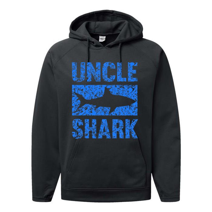 Uncle Shark Birthday Gift For Shark Lovers Performance Fleece Hoodie