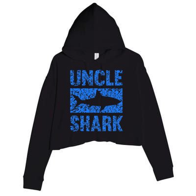 Uncle Shark Birthday Gift For Shark Lovers Crop Fleece Hoodie