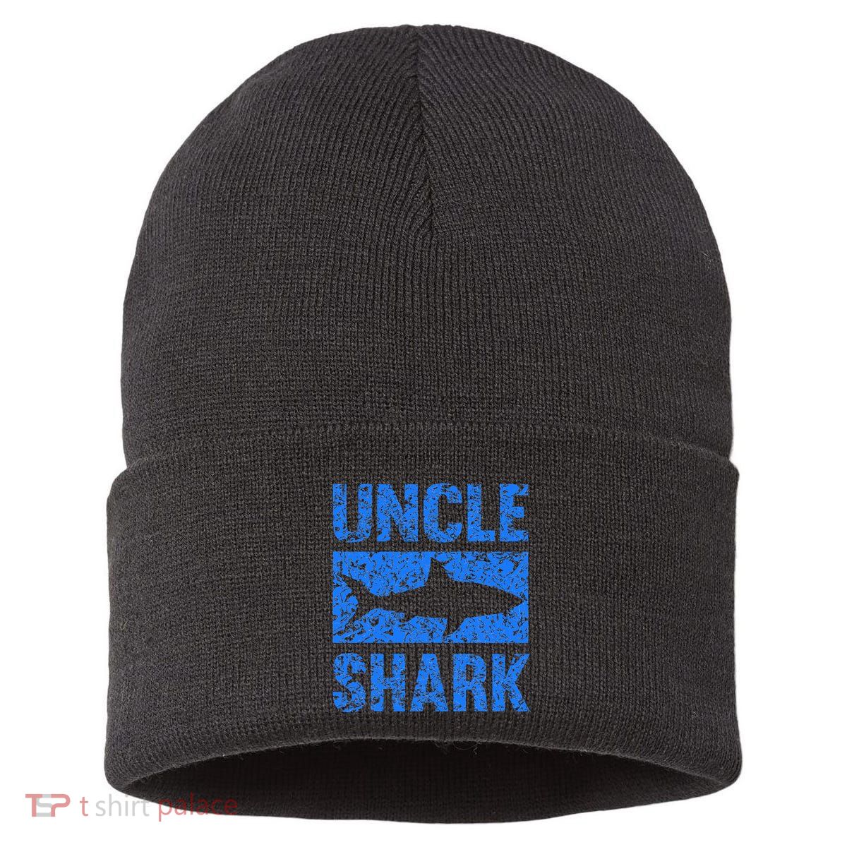 Uncle Shark Birthday Gift For Shark Lovers Sustainable Knit Beanie