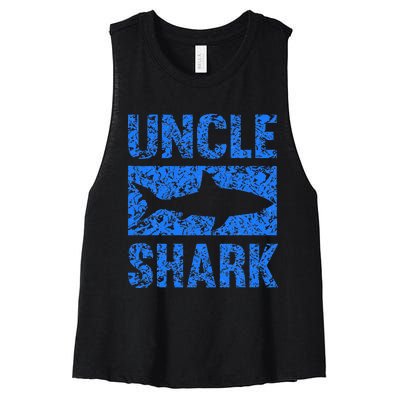 Uncle Shark Birthday Gift For Shark Lovers Women's Racerback Cropped Tank