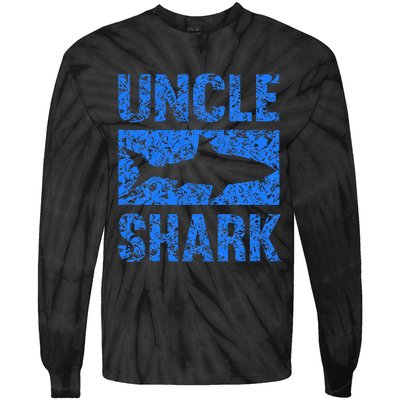 Uncle Shark Birthday Gift For Shark Lovers Tie-Dye Long Sleeve Shirt