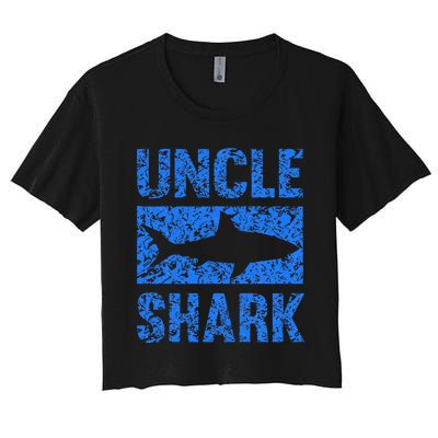 Uncle Shark Birthday Gift For Shark Lovers Women's Crop Top Tee