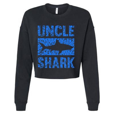 Uncle Shark Birthday Gift For Shark Lovers Cropped Pullover Crew