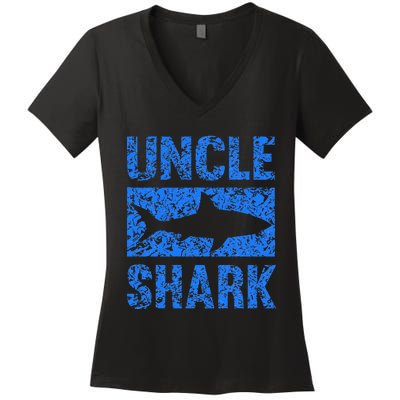 Uncle Shark Birthday Gift For Shark Lovers Women's V-Neck T-Shirt