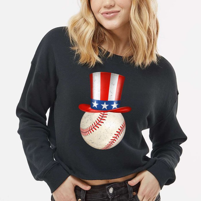 Uncle Sam Baseball Cropped Pullover Crew