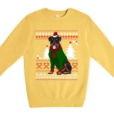 Ugly Sweater Christmas Rottweiler Christmas Cool Gift Premium Crewneck Sweatshirt