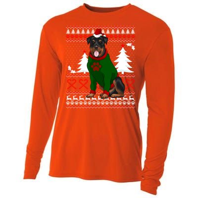 Ugly Sweater Christmas Rottweiler Christmas Cool Gift Cooling Performance Long Sleeve Crew