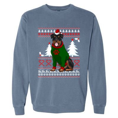 Ugly Sweater Christmas Rottweiler Christmas Cool Gift Garment-Dyed Sweatshirt