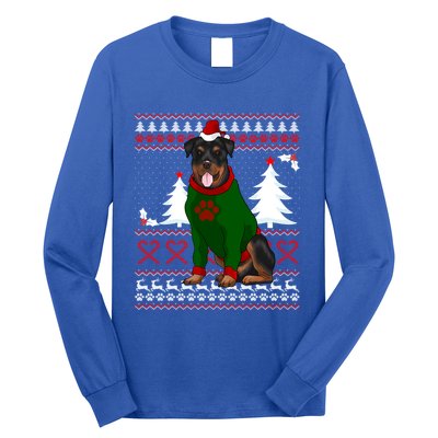 Ugly Sweater Christmas Rottweiler Christmas Cool Gift Long Sleeve Shirt