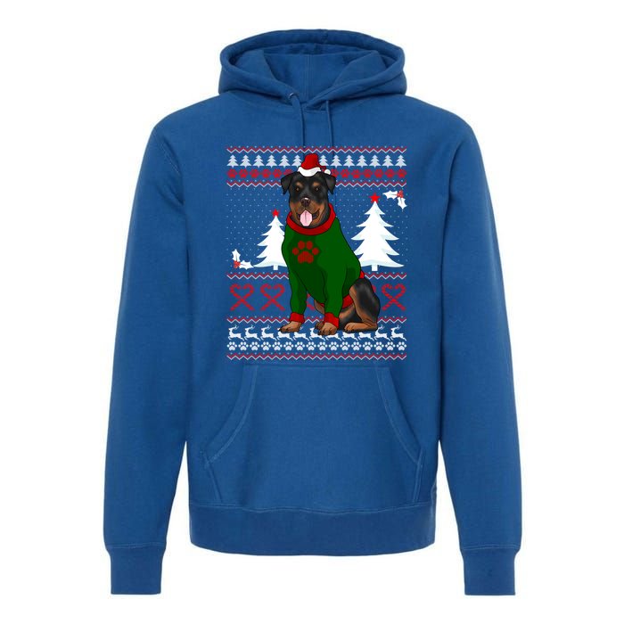 Ugly Sweater Christmas Rottweiler Christmas Cool Gift Premium Hoodie