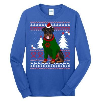 Ugly Sweater Christmas Rottweiler Christmas Cool Gift Tall Long Sleeve T-Shirt