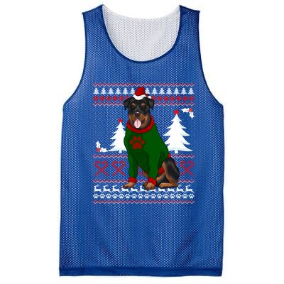 Ugly Sweater Christmas Rottweiler Christmas Cool Gift Mesh Reversible Basketball Jersey Tank