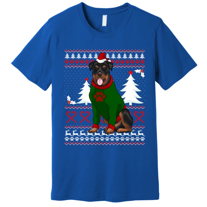 Ugly Sweater Christmas Rottweiler Christmas Cool Gift Premium T-Shirt