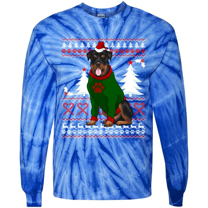 Ugly Sweater Christmas Rottweiler Christmas Cool Gift Tie-Dye Long Sleeve Shirt