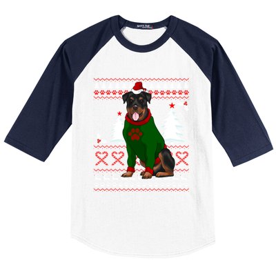 Ugly Sweater Christmas Rottweiler Christmas Cool Gift Baseball Sleeve Shirt