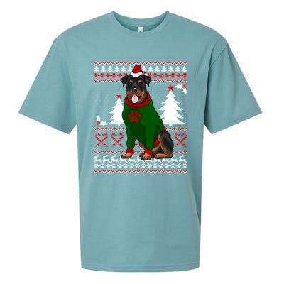 Ugly Sweater Christmas Rottweiler Christmas Cool Gift Sueded Cloud Jersey T-Shirt