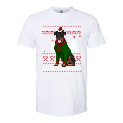 Ugly Sweater Christmas Rottweiler Christmas Cool Gift Softstyle CVC T-Shirt