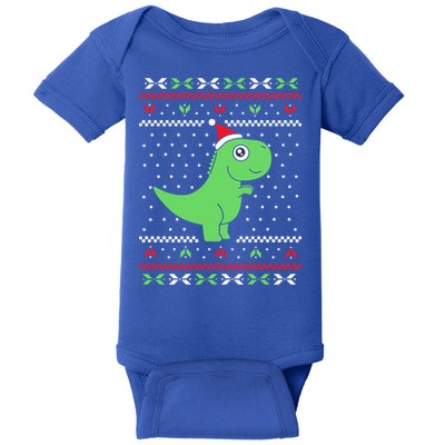 Ugly Sweater Christmas Trex Gift Baby Bodysuit