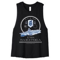 Uss Saratoga Cva60 Naval Ship Military Aircraft Carrier Women's Racerback Cropped Tank