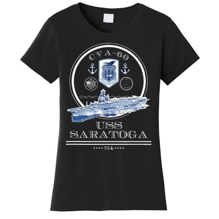 Uss Saratoga Cva60 Naval Ship Military Aircraft Carrier Women's T-Shirt