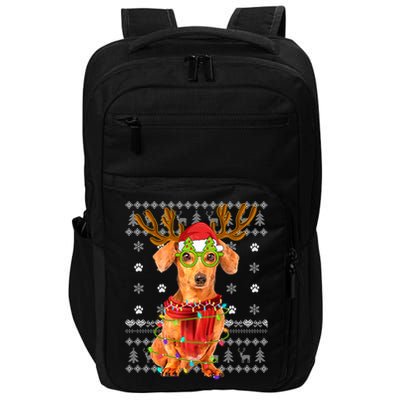 Ugly Sweater Christmas Lights Dachshund Dog Puppy Lover Gift Impact Tech Backpack