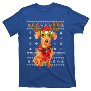 Ugly Sweater Christmas Lights Dachshund Dog Puppy Lover Gift T-Shirt