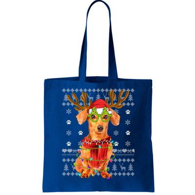 Ugly Sweater Christmas Lights Dachshund Dog Puppy Lover Gift Tote Bag