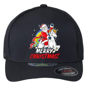 Unicorn Santa Claus Christmas Holiday Santa Riding Unicorn Gift Flexfit Unipanel Trucker Cap