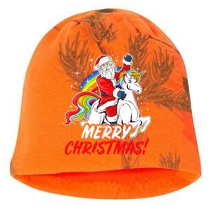 Unicorn Santa Claus Christmas Holiday Santa Riding Unicorn Gift Kati - Camo Knit Beanie