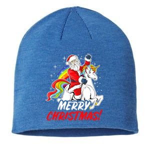 Unicorn Santa Claus Christmas Holiday Santa Riding Unicorn Gift Sustainable Beanie