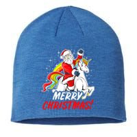 Unicorn Santa Claus Christmas Holiday Santa Riding Unicorn Gift Sustainable Beanie