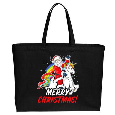 Unicorn Santa Claus Christmas Holiday Santa Riding Unicorn Gift Cotton Canvas Jumbo Tote