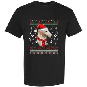 Ugly Sweater Christmas Borzoi Dog Santa Hat Pajama Xmas Long Sleeve Garment-Dyed Heavyweight T-Shirt