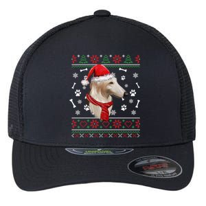 Ugly Sweater Christmas Borzoi Dog Santa Hat Pajama Xmas Long Sleeve Flexfit Unipanel Trucker Cap