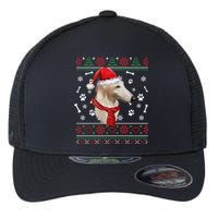 Ugly Sweater Christmas Borzoi Dog Santa Hat Pajama Xmas Long Sleeve Flexfit Unipanel Trucker Cap