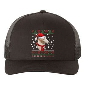 Ugly Sweater Christmas Borzoi Dog Santa Hat Pajama Xmas Long Sleeve Yupoong Adult 5-Panel Trucker Hat