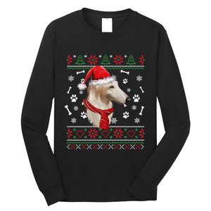 Ugly Sweater Christmas Borzoi Dog Santa Hat Pajama Xmas Long Sleeve Long Sleeve Shirt