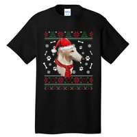 Ugly Sweater Christmas Borzoi Dog Santa Hat Pajama Xmas Long Sleeve Tall T-Shirt