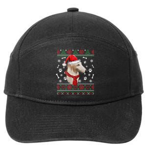 Ugly Sweater Christmas Borzoi Dog Santa Hat Pajama Xmas Long Sleeve 7-Panel Snapback Hat