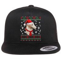 Ugly Sweater Christmas Borzoi Dog Santa Hat Pajama Xmas Long Sleeve Flat Bill Trucker Hat