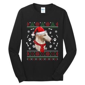 Ugly Sweater Christmas Borzoi Dog Santa Hat Pajama Xmas Long Sleeve Tall Long Sleeve T-Shirt