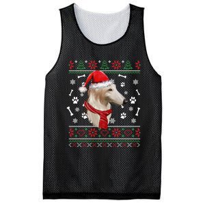 Ugly Sweater Christmas Borzoi Dog Santa Hat Pajama Xmas Long Sleeve Mesh Reversible Basketball Jersey Tank