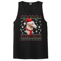 Ugly Sweater Christmas Borzoi Dog Santa Hat Pajama Xmas Long Sleeve PosiCharge Competitor Tank