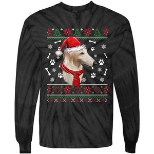 Ugly Sweater Christmas Borzoi Dog Santa Hat Pajama Xmas Long Sleeve Tie-Dye Long Sleeve Shirt