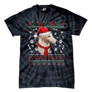 Ugly Sweater Christmas Borzoi Dog Santa Hat Pajama Xmas Long Sleeve Tie-Dye T-Shirt