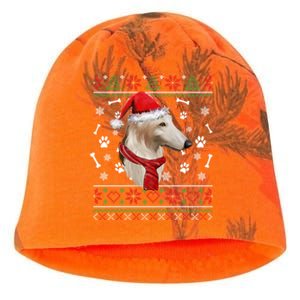 Ugly Sweater Christmas Borzoi Dog Santa Hat Pajama Xmas Long Sleeve Kati - Camo Knit Beanie