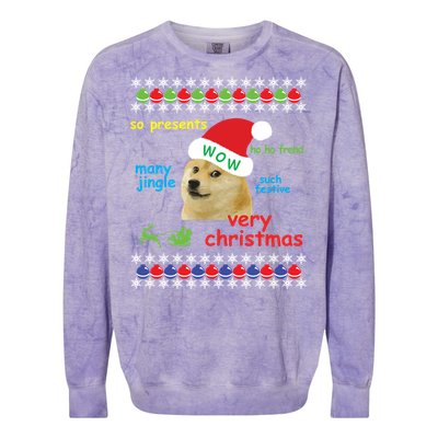 Ugly Sweater Christmas Doge Meme Sweatshirt Shiba Inu Dog Colorblast Crewneck Sweatshirt