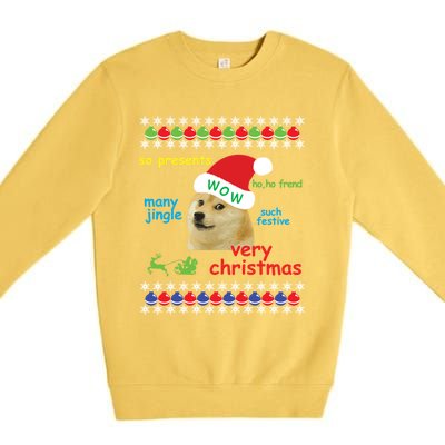 Ugly Sweater Christmas Doge Meme Sweatshirt Shiba Inu Dog Premium Crewneck Sweatshirt