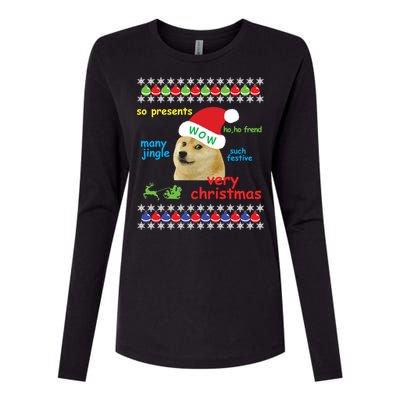 Ugly Sweater Christmas Doge Meme Sweatshirt Shiba Inu Dog Womens Cotton Relaxed Long Sleeve T-Shirt