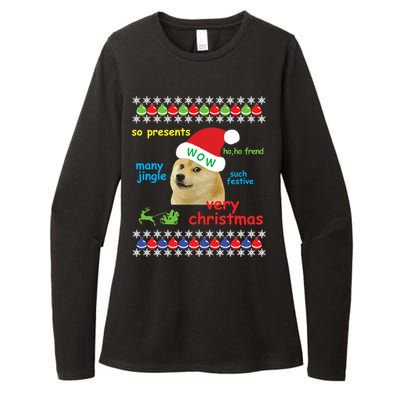 Ugly Sweater Christmas Doge Meme Sweatshirt Shiba Inu Dog Womens CVC Long Sleeve Shirt